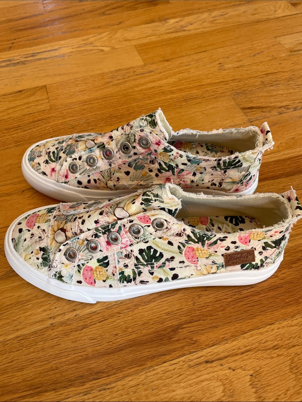 Blowfish Women’s Tropical Floral Slip-On Sneakers - Pink, Green & Cream